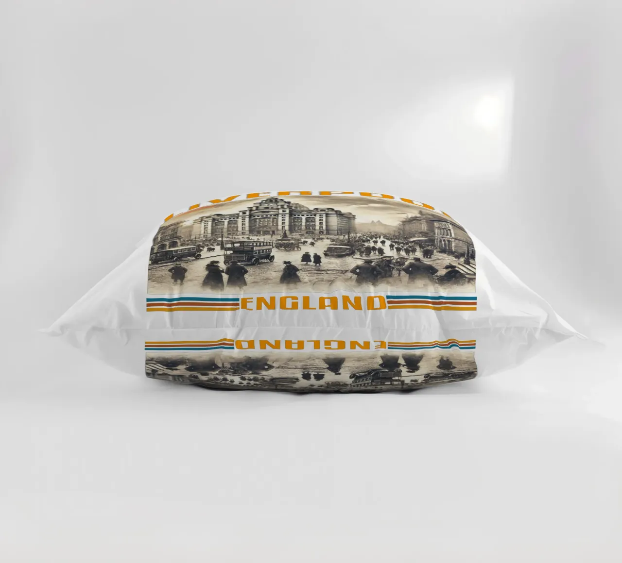 liverpool city panorama 70's classic retro decorative cushion by theganduls