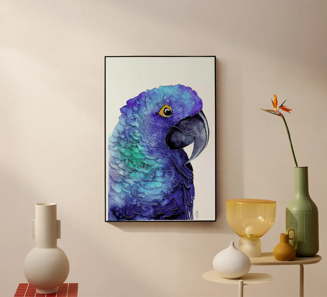 Parrot Blue Ara plexiglass da Karolina Kijak