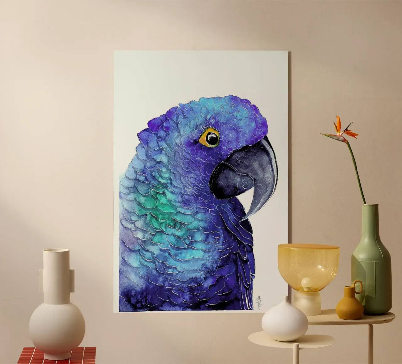 Parrot Blue Ara plexiglass da Karolina Kijak