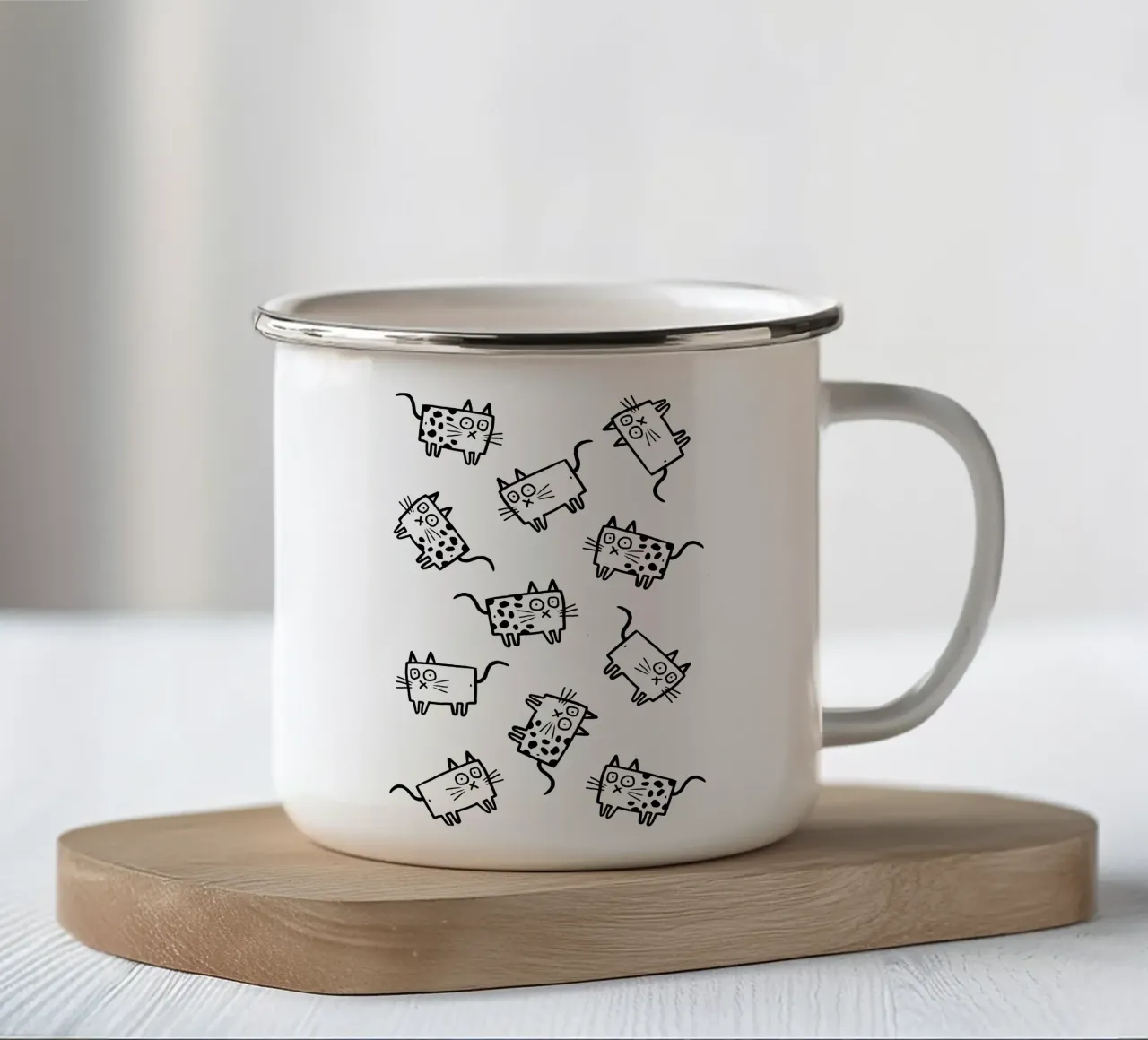 Gatti tazza in smalto da aucontraire
