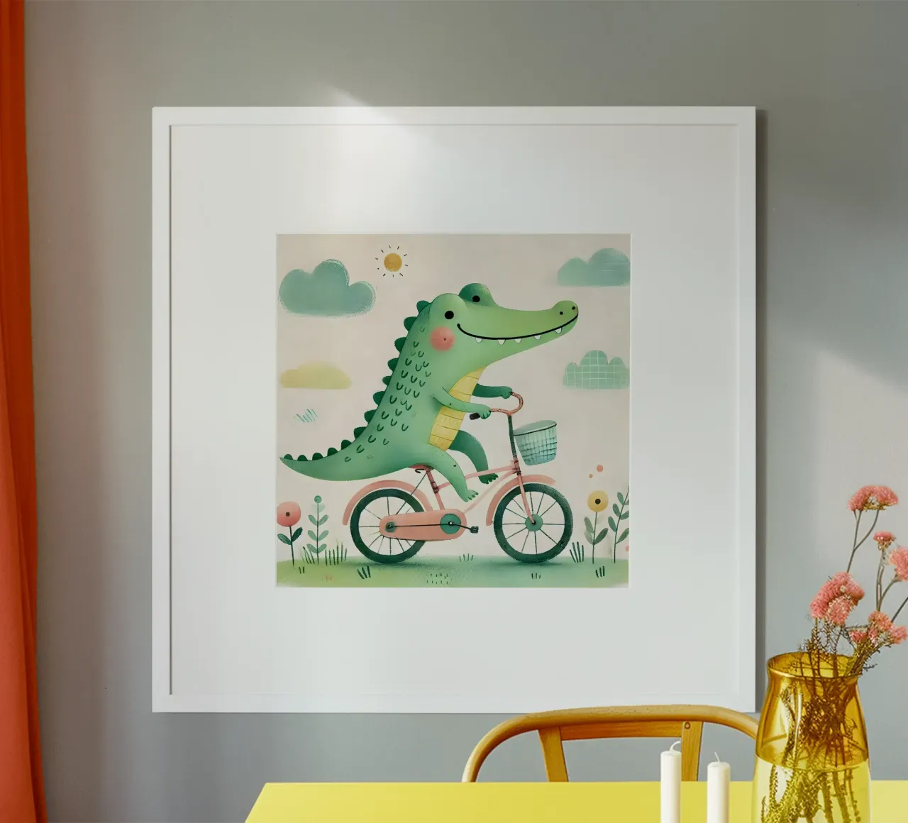 Coccodrillo in bicicletta animale per bambini poster da Tiny Tails & Stripes