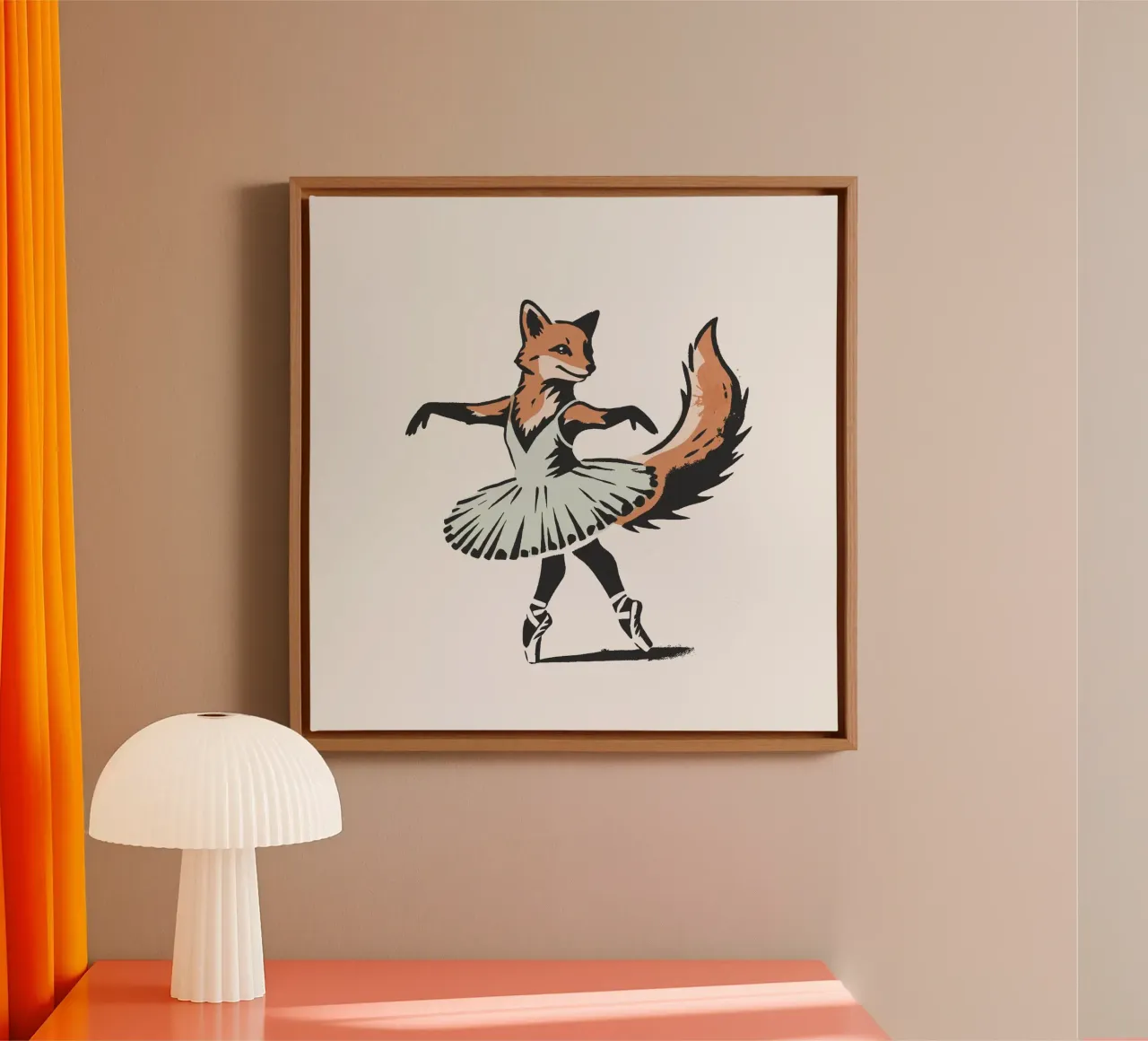Elegant fox as ballet dancer canvas with Floater frame by namosh