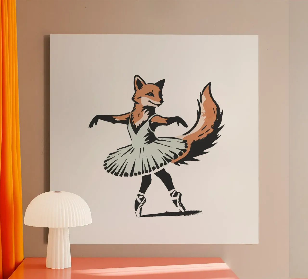 Elegant fox as ballet dancer canvas with Floater frame by namosh
