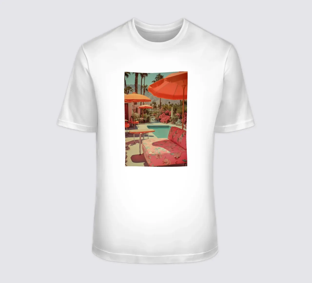 Retro Palm Springs garden idyll t-shirt by Carinaprint