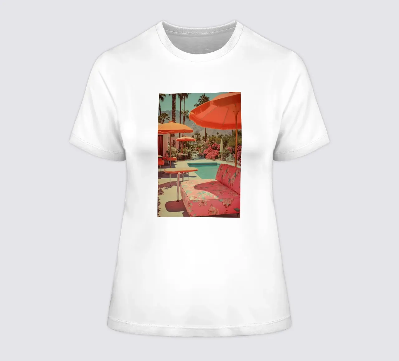 Retro Palm-Springs Gartenidylle Frauen T-Shirt von Carinaprint