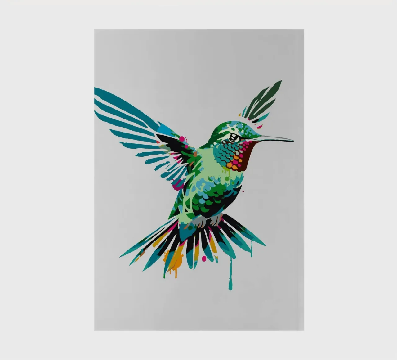 Colourful hummingbird in stencil style notebook by namosh