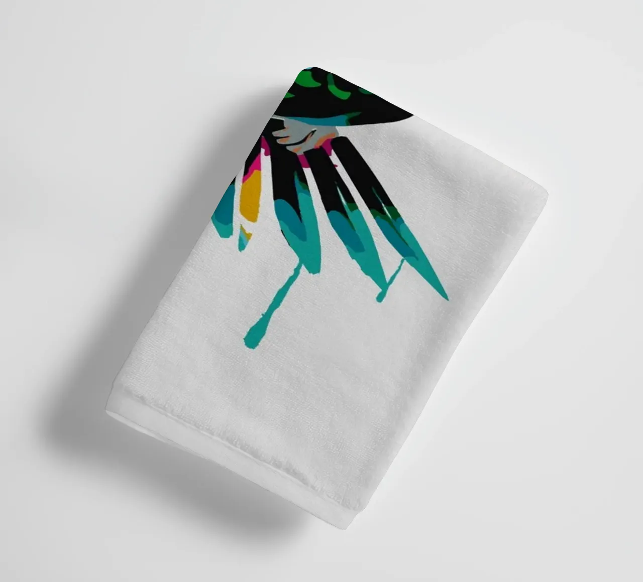Colourful hummingbird in stencil style towel by namosh