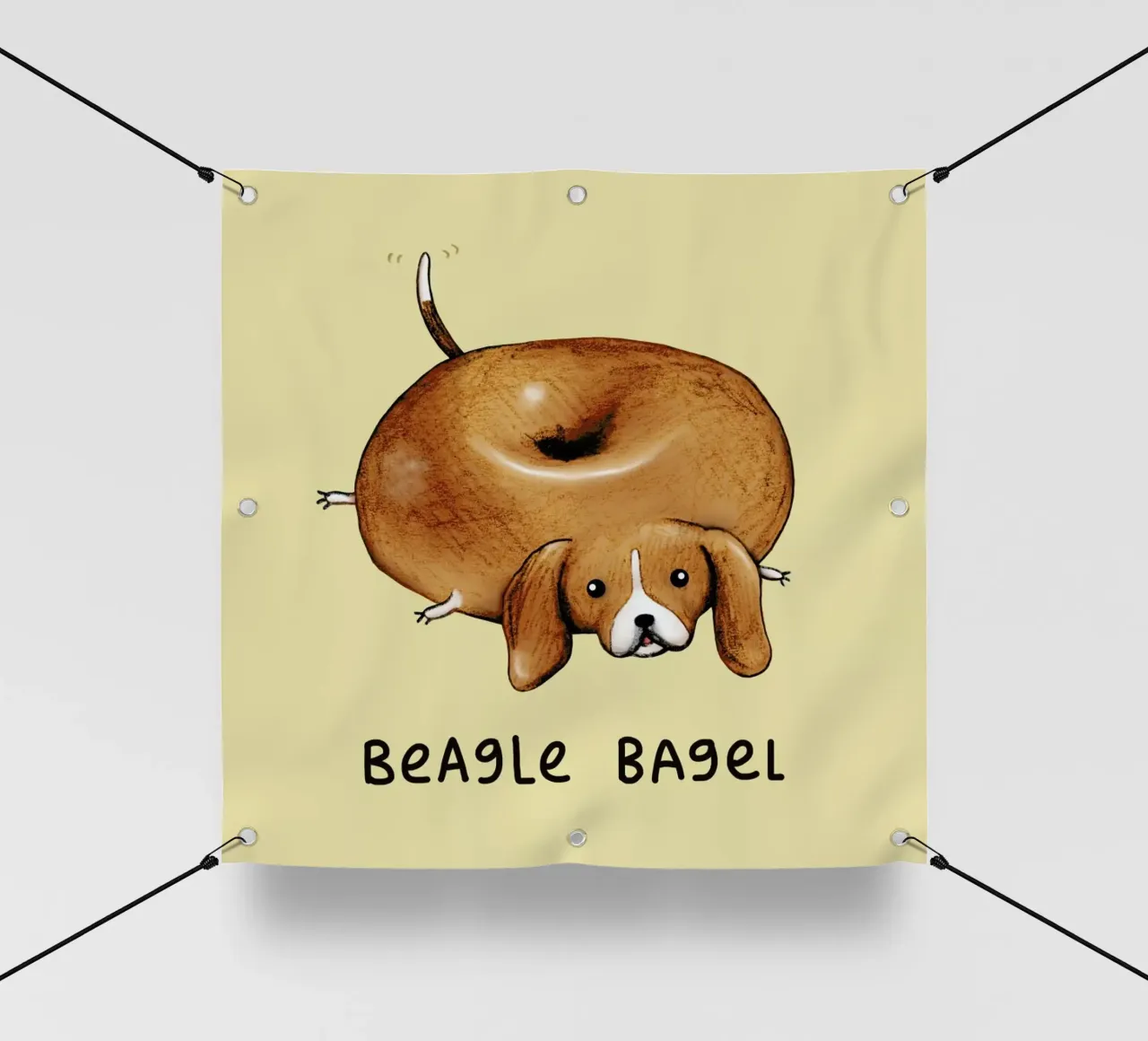Beagle Bagel telo in pvc da Sophie Corrigan