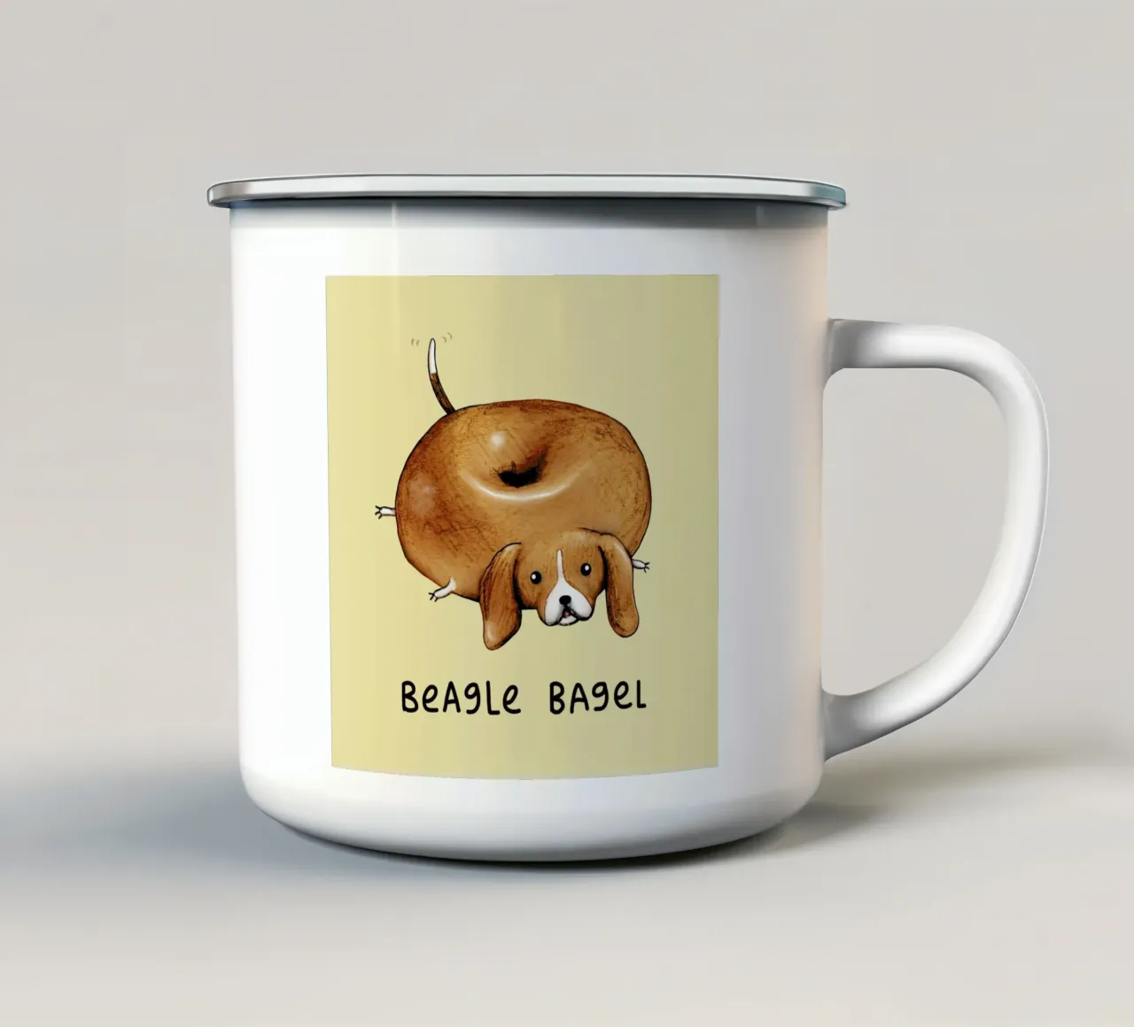 Beagle Bagel tazza in smalto da Sophie Corrigan