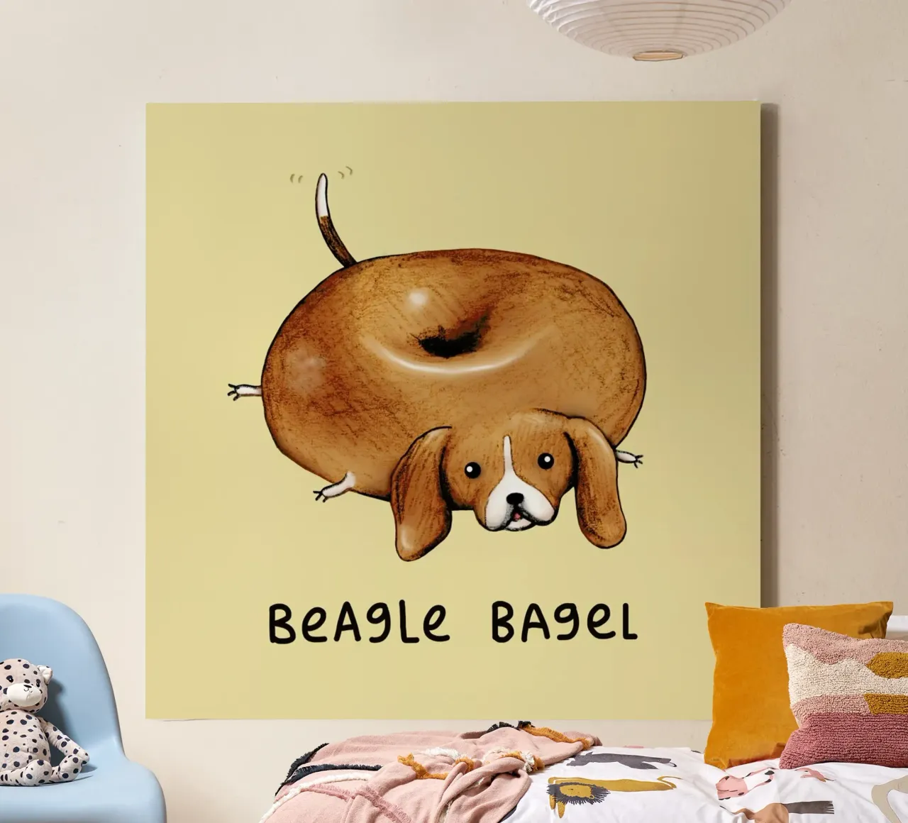 Beagle Bagel tela con Cornice a cassetta da Sophie Corrigan