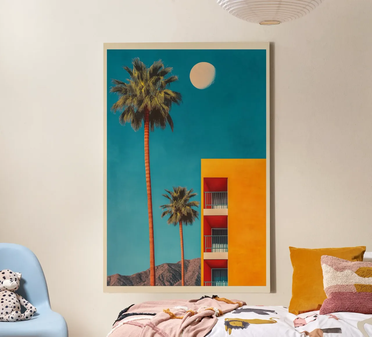 Appartamento Palm Springs Nostalgie tela con Cornice a cassetta da Carinaprint