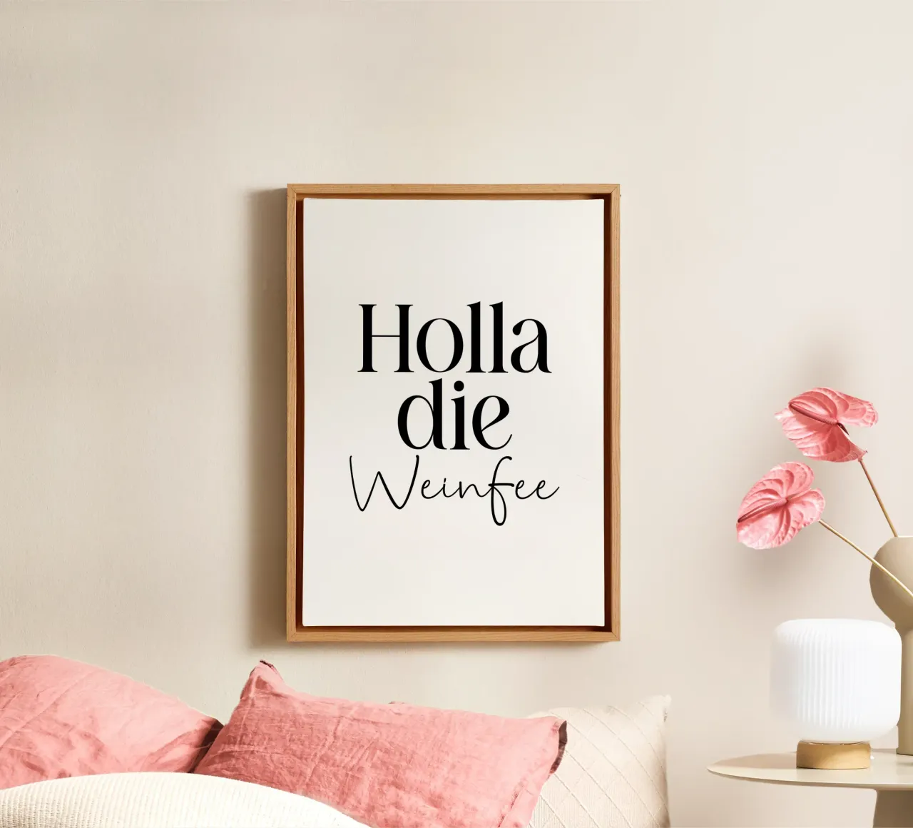 Holla die Weinfee tela con Cornice a cassetta da BAINAI QUOTES