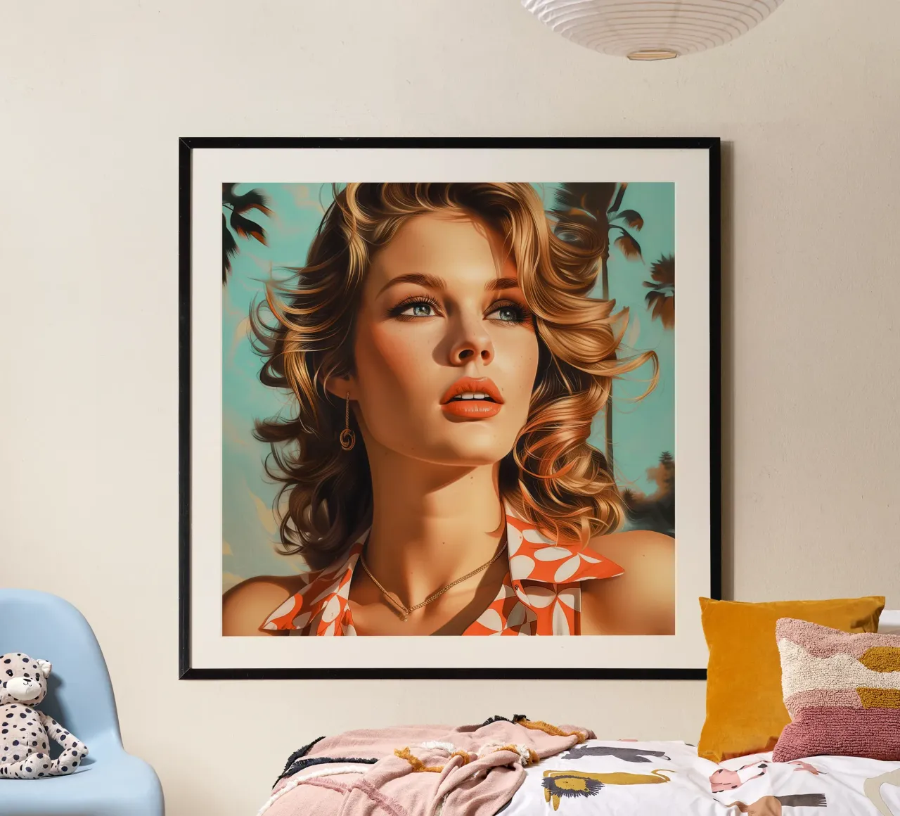 California dolce ragazza poster con telaio in legno da Carinaprint
