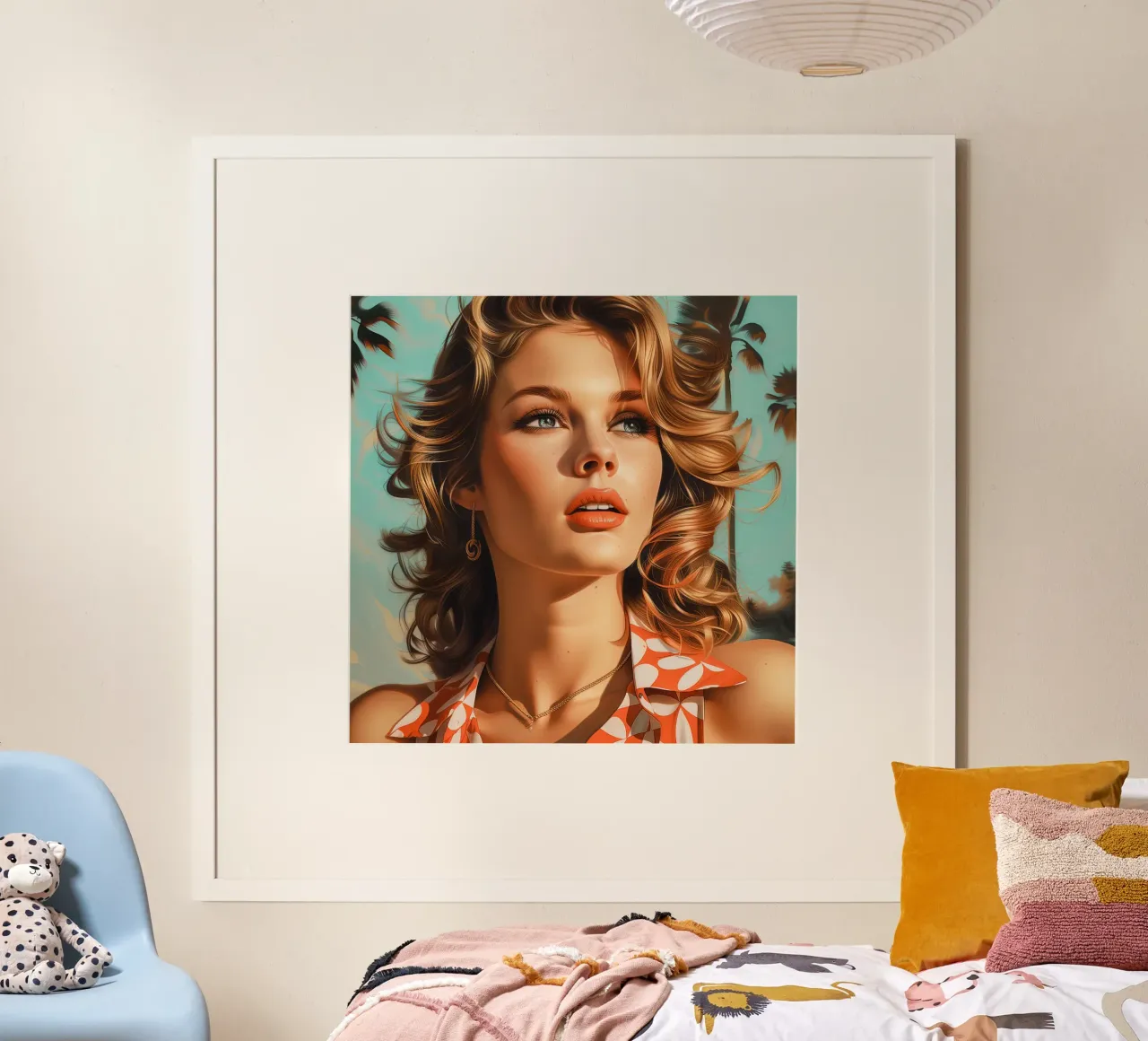 California dolce ragazza poster con telaio in legno da Carinaprint