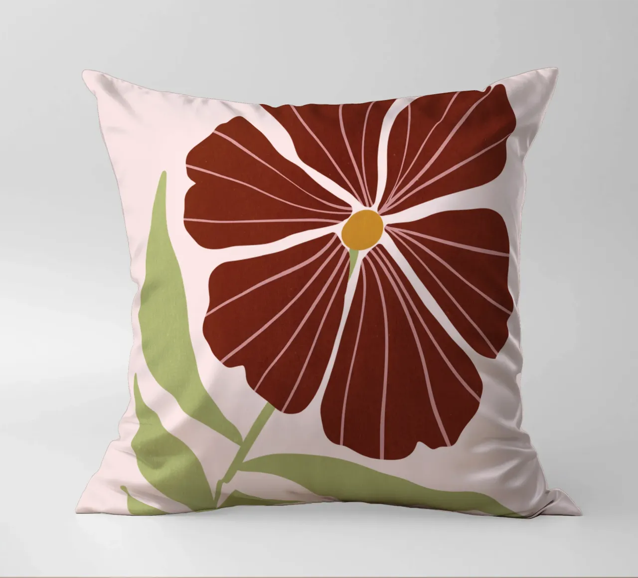Abstract Brown Flower Wall Art, Minimalist Botanical Print cuscino da Studio Mooodz