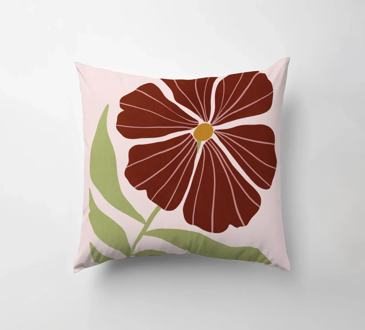 Abstract Brown Flower Wall Art, Minimalist Botanical Print cuscino da Studio Mooodz