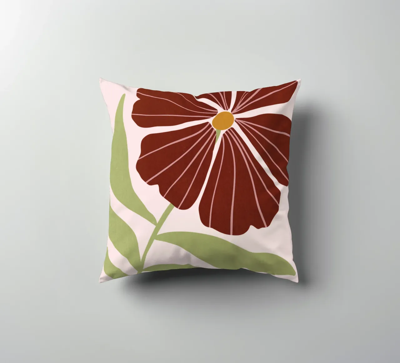 Abstract Brown Flower Wall Art, Minimalist Botanical Print cuscino da Studio Mooodz