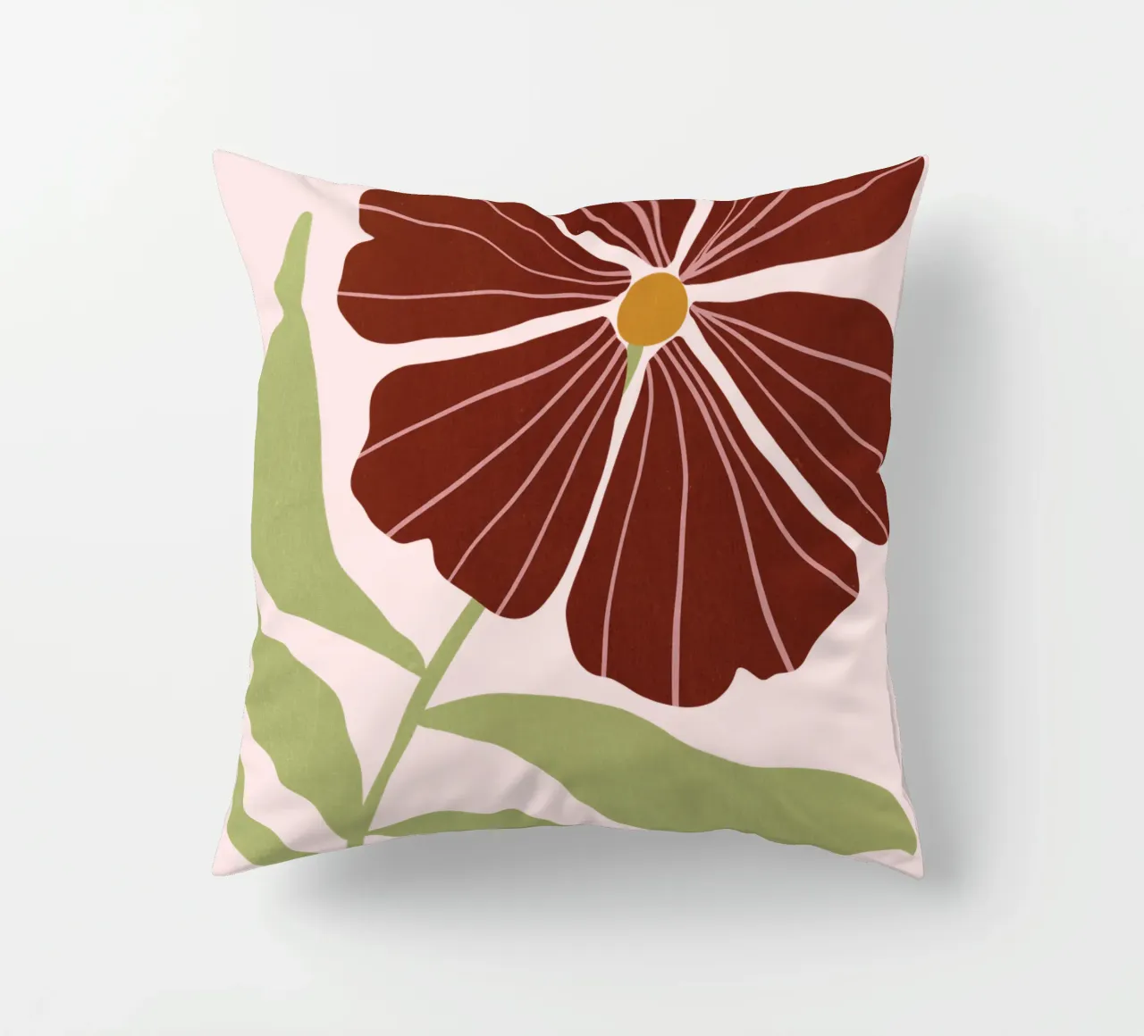 Abstract Brown Flower Wall Art, Minimalist Botanical Print cuscino da Studio Mooodz