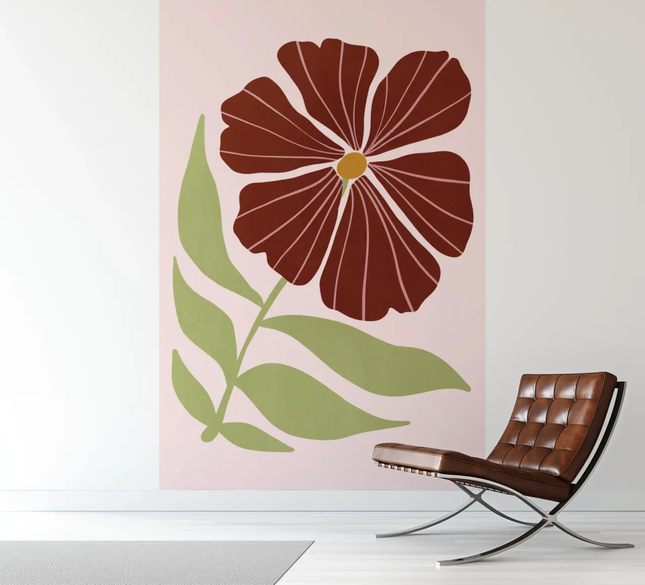Abstract Brown Flower Wall Art, Minimalist Botanical Print photo wallpaper by Studio Mooodz