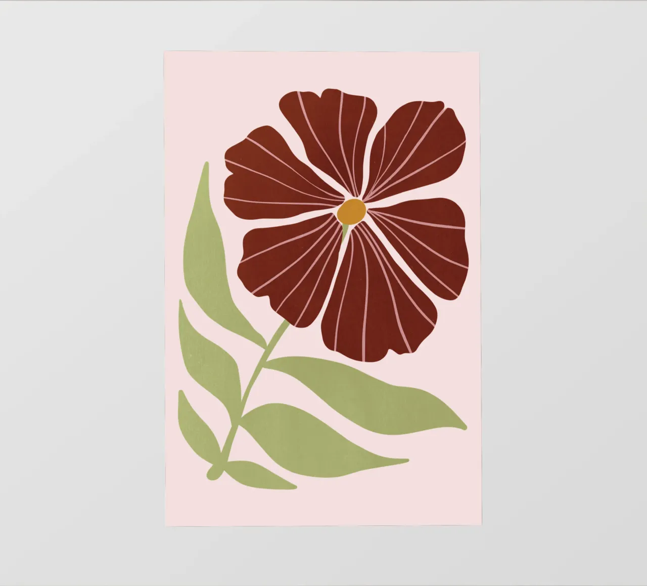 Abstract Brown Flower Wall Art, Minimalist Botanical Print photo wallpaper by Studio Mooodz
