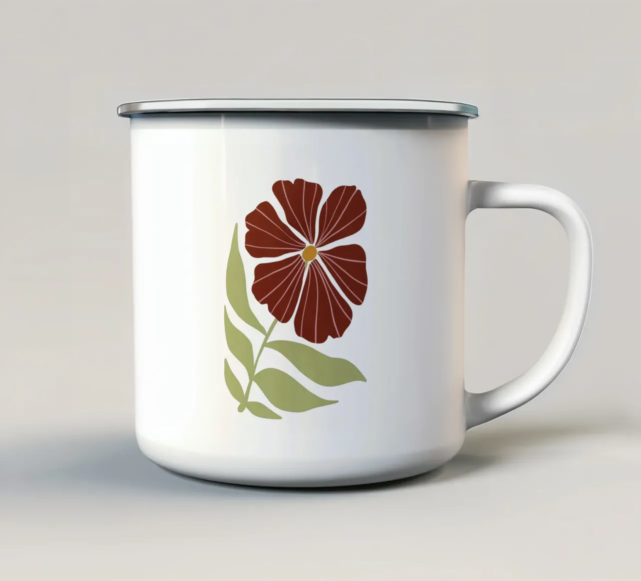 Abstract Brown Flower Wall Art, Minimalist Botanical Print tazza in smalto da Studio Mooodz