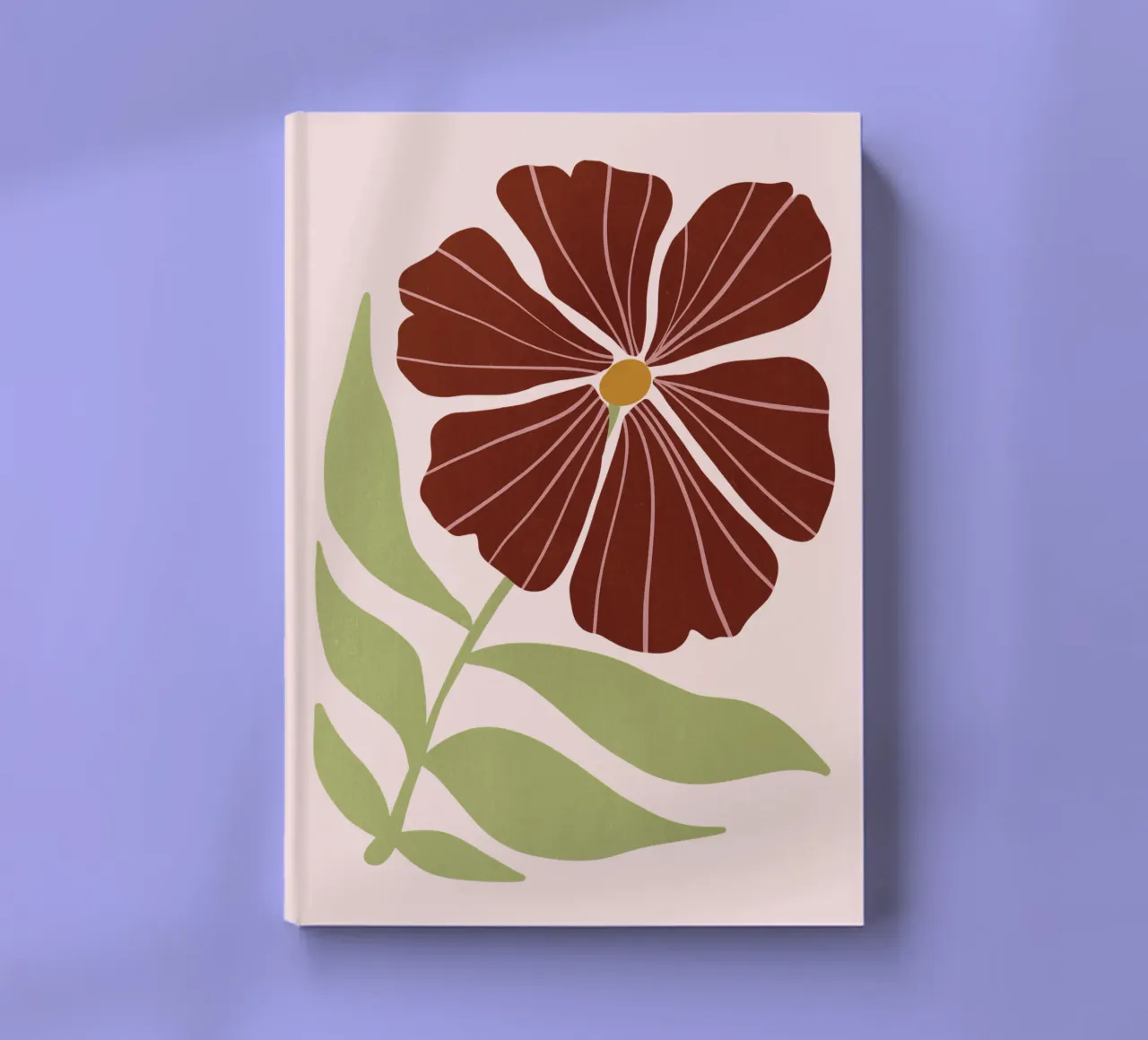 Abstract Brown Flower Wall Art, Minimalist Botanical Print notebook by Studio Mooodz