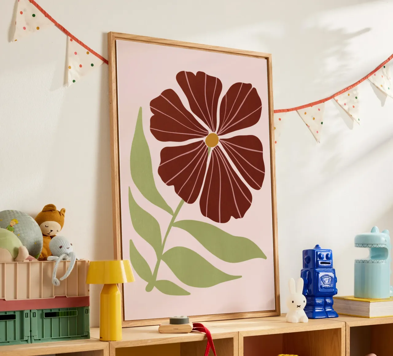 Abstract Brown Flower Wall Art, Minimalist Botanical Print plexiglass da Studio Mooodz