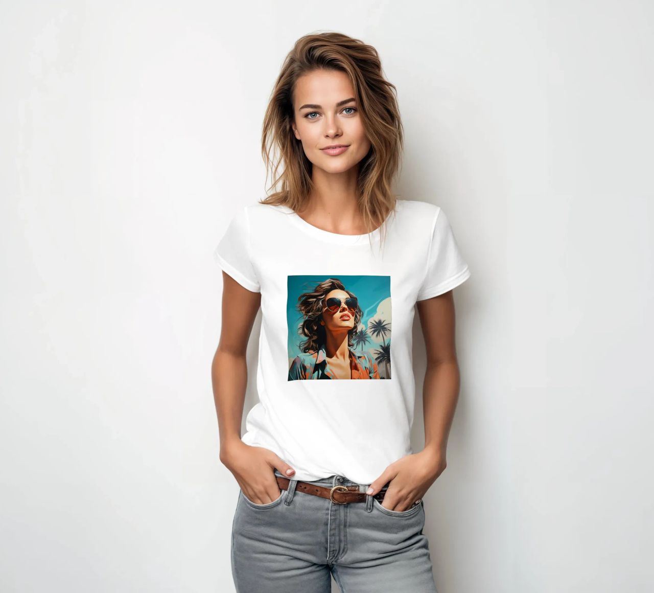 Palm Springs Retro Girl Frauen T-Shirt von Carinaprint
