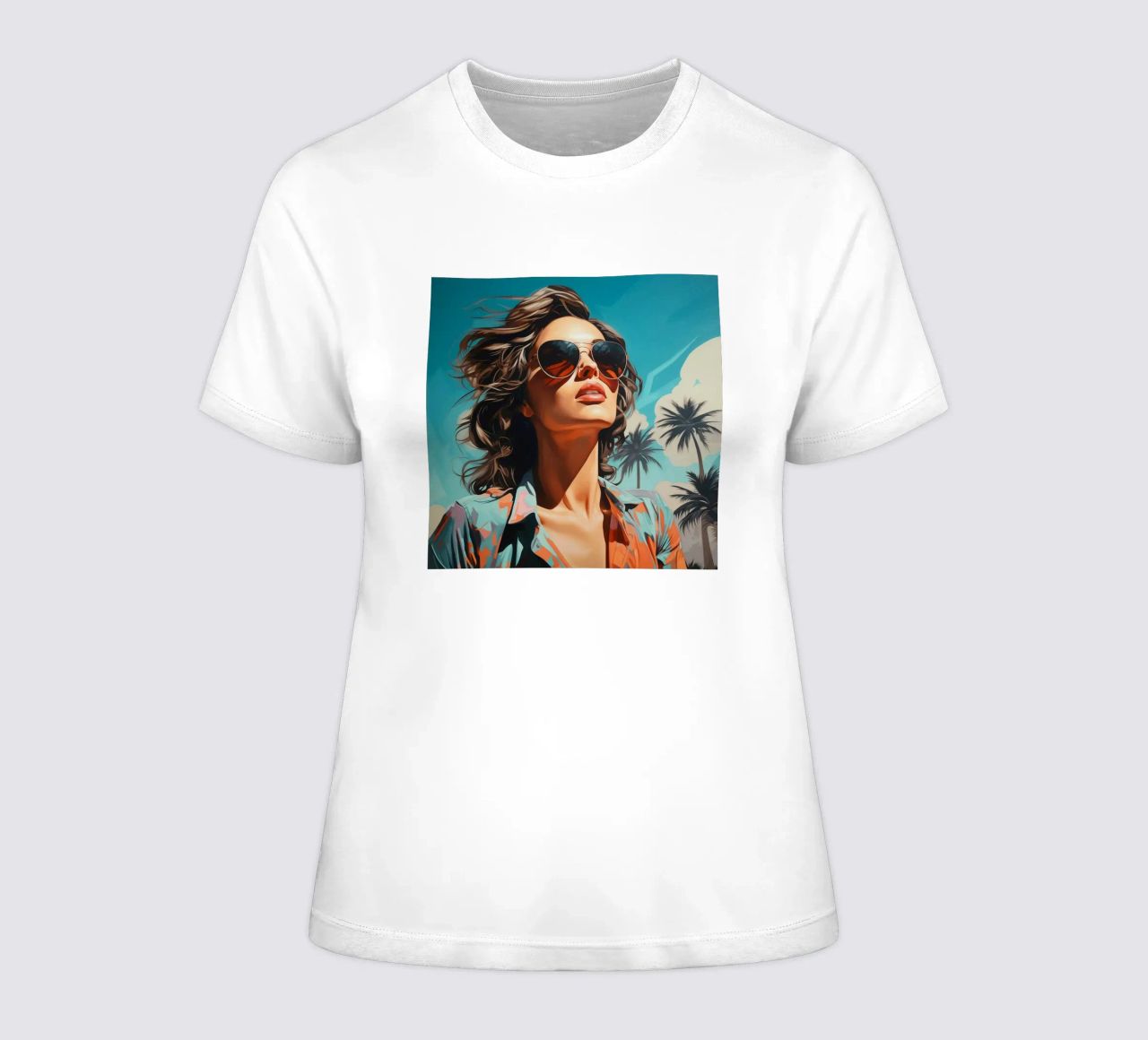 Palm Springs Retro Girl Frauen T-Shirt von Carinaprint