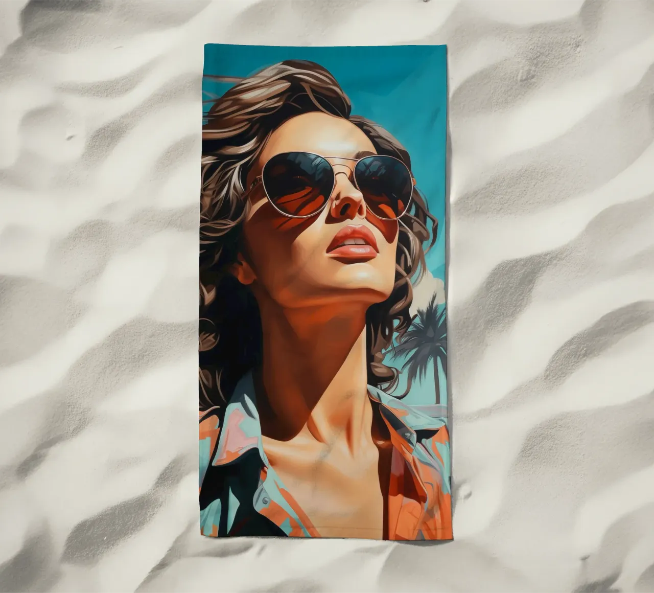Ragazza retrò di Palm Springs telo mare da Carinaprint