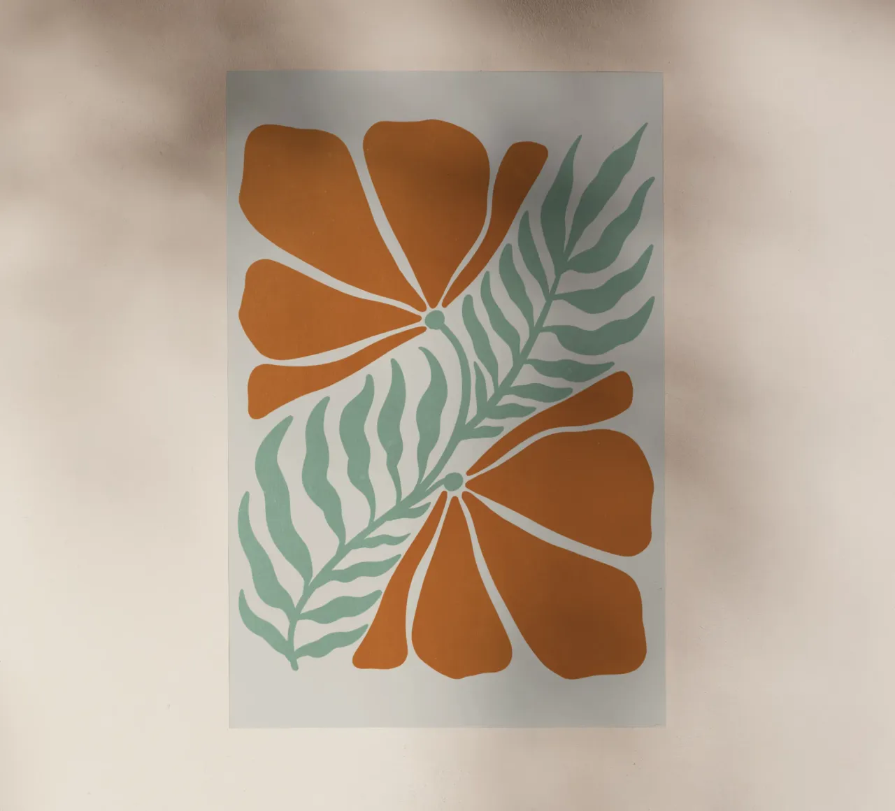 Modern Abstract Orange Floral Art, Botanical Wall Print pellicola backlit da Studio Mooodz