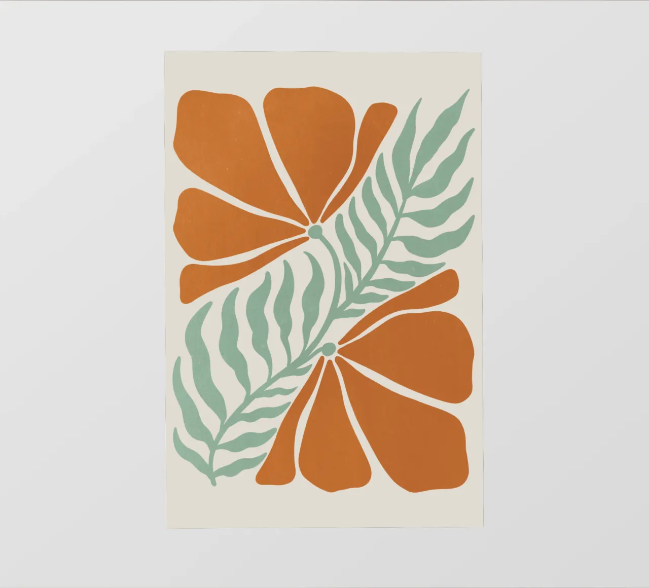 Modern Abstract Orange Floral Art, Botanical Wall Print pellicola backlit da Studio Mooodz