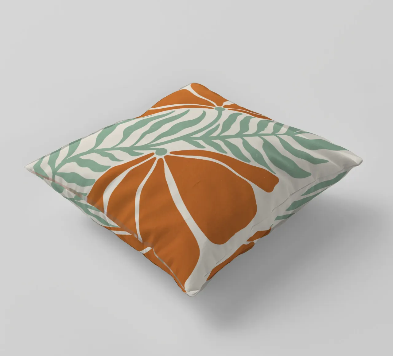 Modern Abstract Orange Floral Art, Botanical Wall Print cuscino da Studio Mooodz
