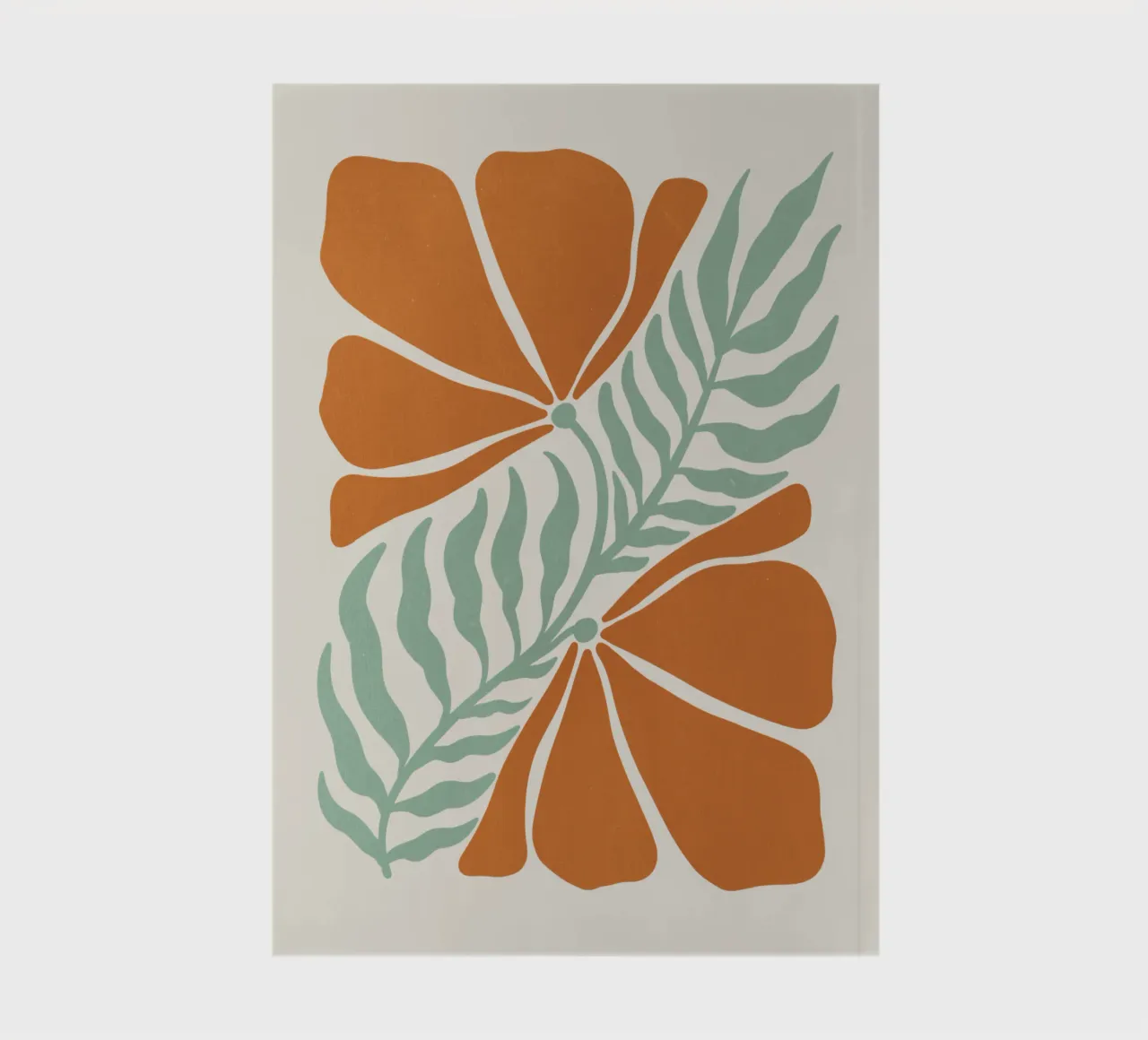 Modern Abstract Orange Floral Art, Botanical Wall Print notebook by Studio Mooodz