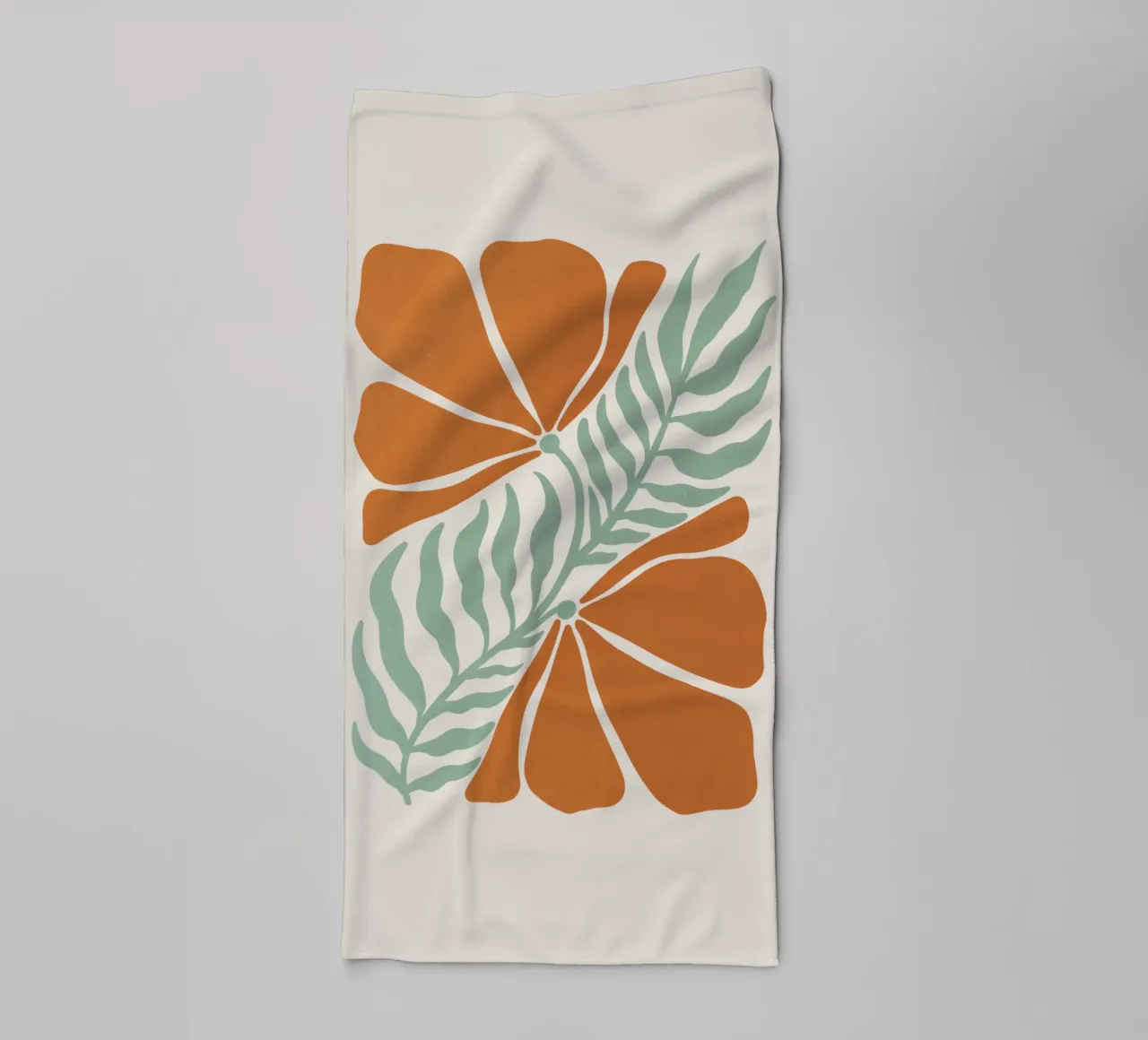 Modern Abstract Orange Floral Art, Botanical Wall Print towel by Studio Mooodz