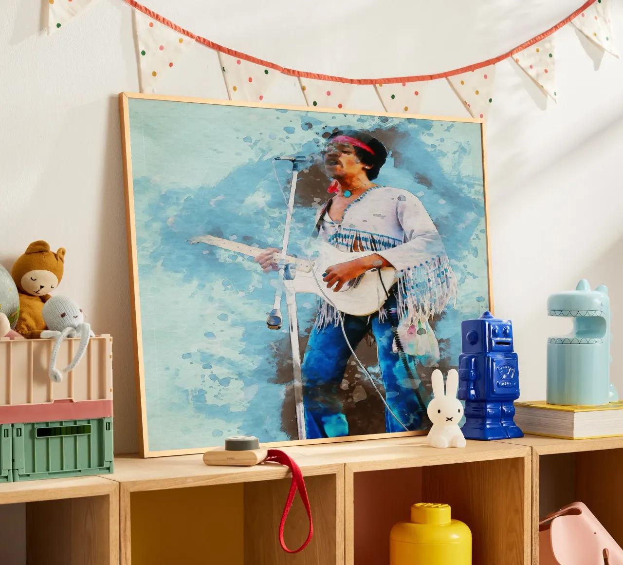 Sbaffo di Jimi Hendrix poster con telaio in legno da Gunawan Rb