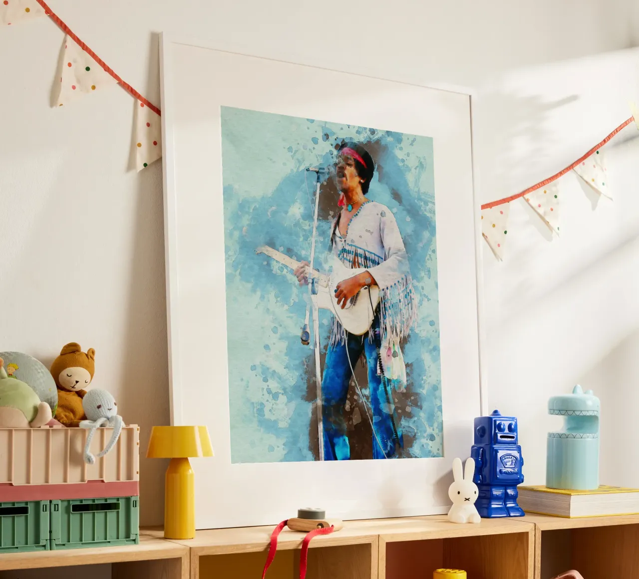 Sbaffo di Jimi Hendrix poster con telaio in legno da Gunawan Rb