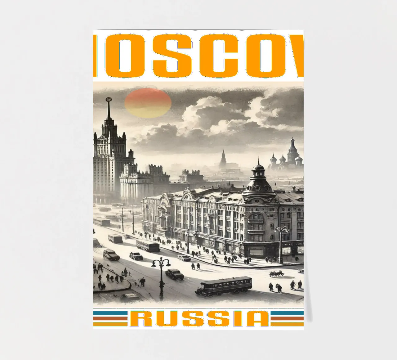 moskau stadt panorama 70er Jahre klassisch retro Stickerbogen von theganduls