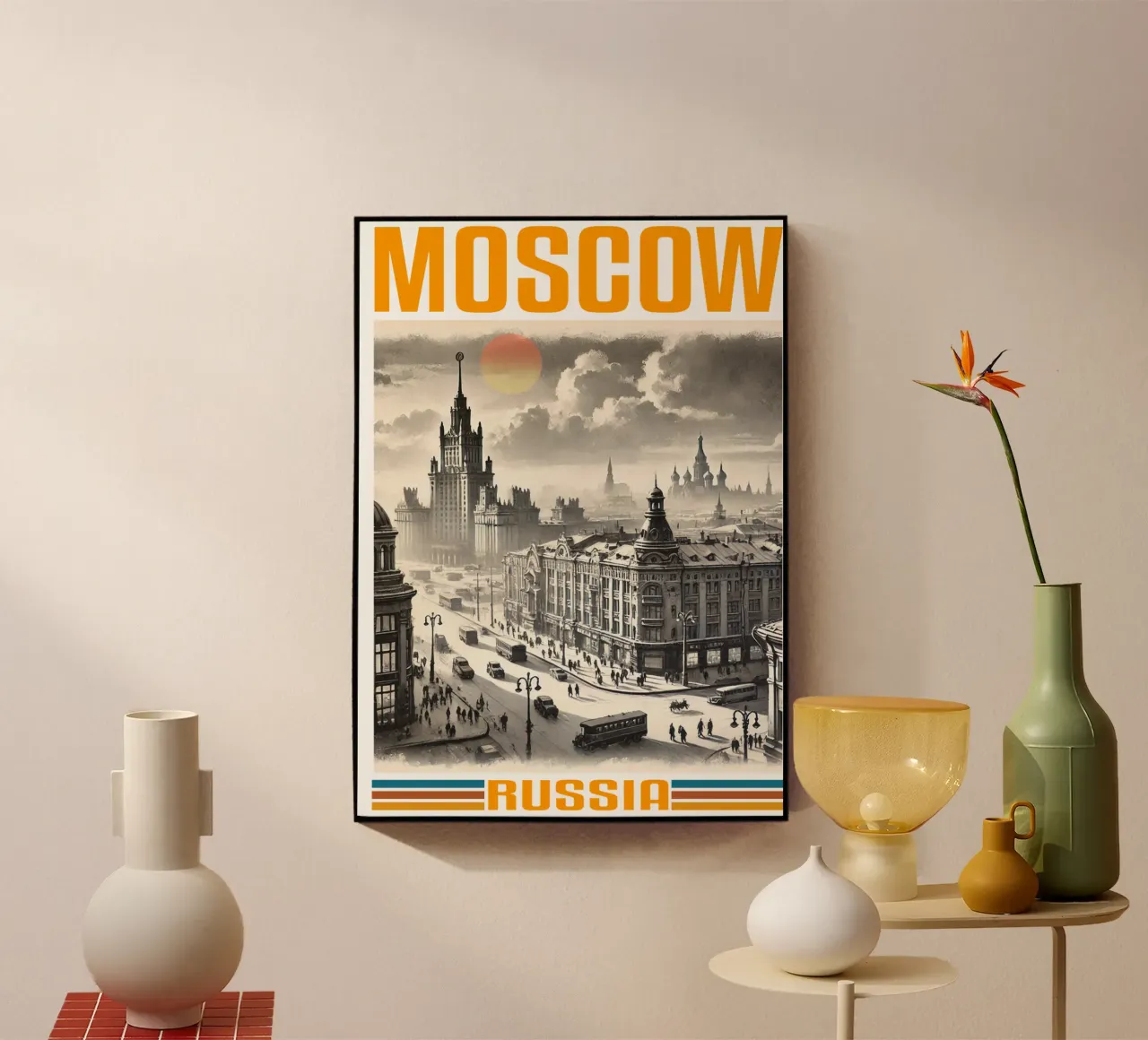 moscow city panorama 70's classic retro acrylic glass by theganduls