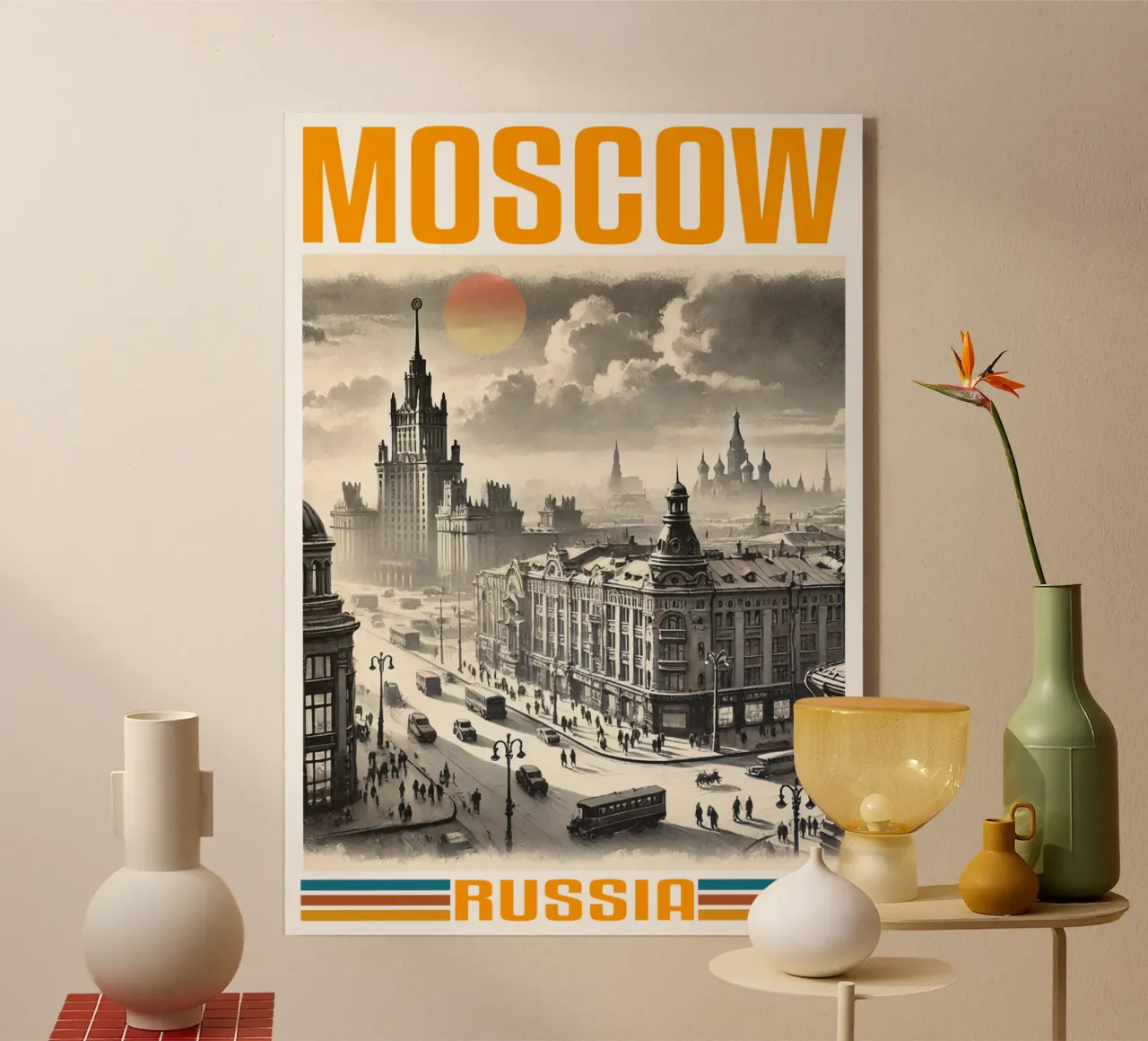 moscow city panorama 70's classic retro acrylic glass by theganduls