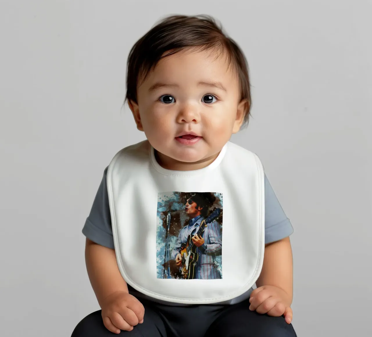 Smudge of Portrait John Lennon baby bib by Gunawan Rb