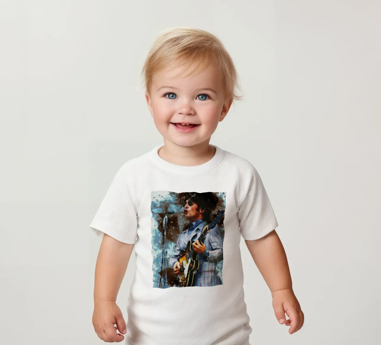 Smudge of Portrait John Lennon baby t-shirt by Gunawan Rb