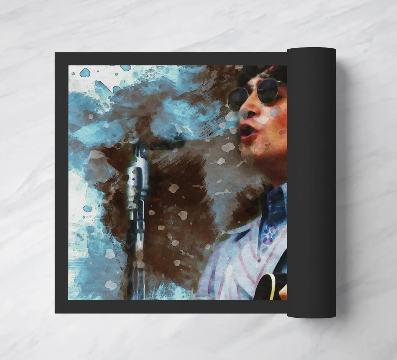 Smudge of Portrait John Lennon doormat by Gunawan Rb