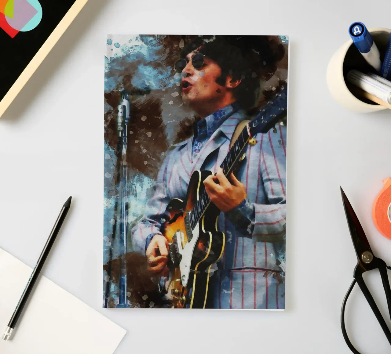 Smudge of Portrait John Lennon notebook by Gunawan Rb