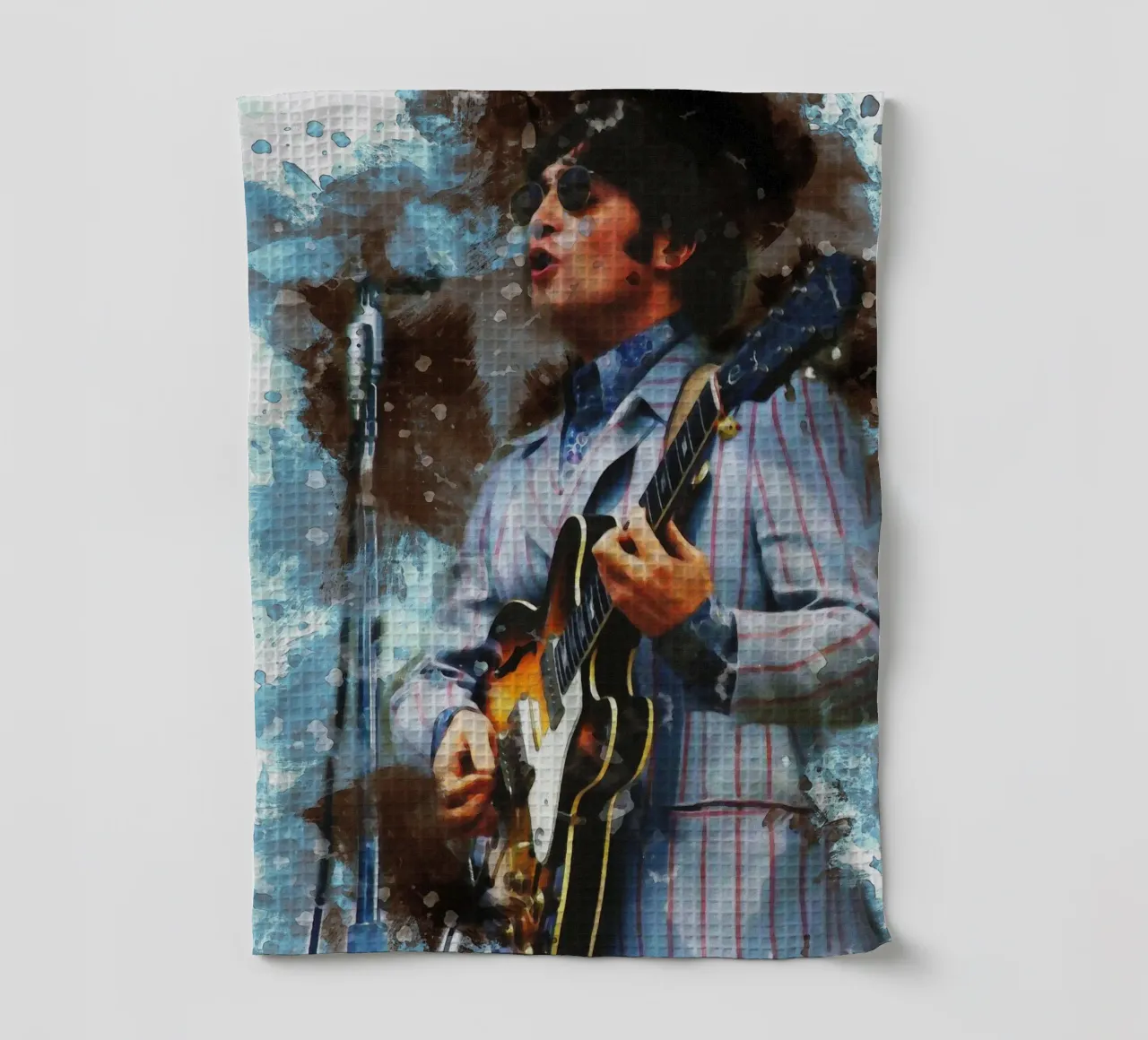 Smudge of Portrait John Lennon Geschirrtuch von Gunawan Rb