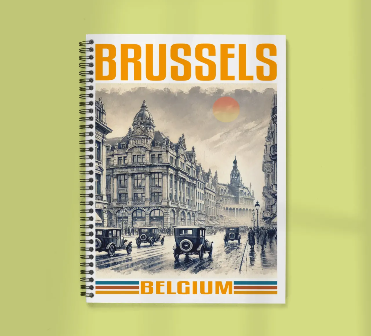 panorama della città di bruxelles anni '70 classico retrò diario ad anelli da theganduls