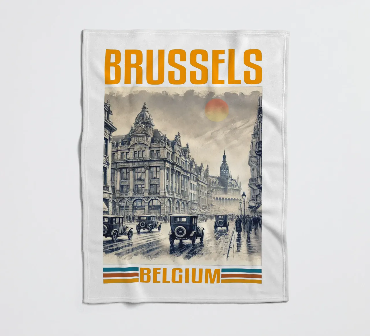 panorama della città di bruxelles anni '70 classico retrò coperta in pile da theganduls