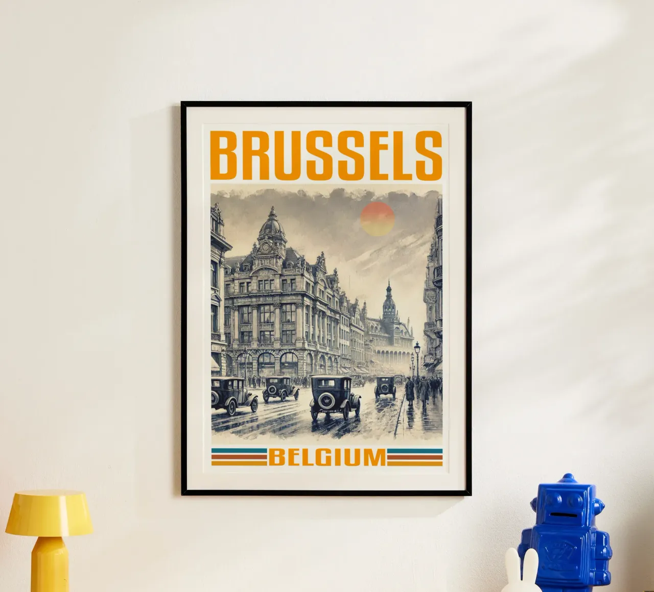 panorama della città di bruxelles anni '70 classico retrò carta hahnemühle da theganduls