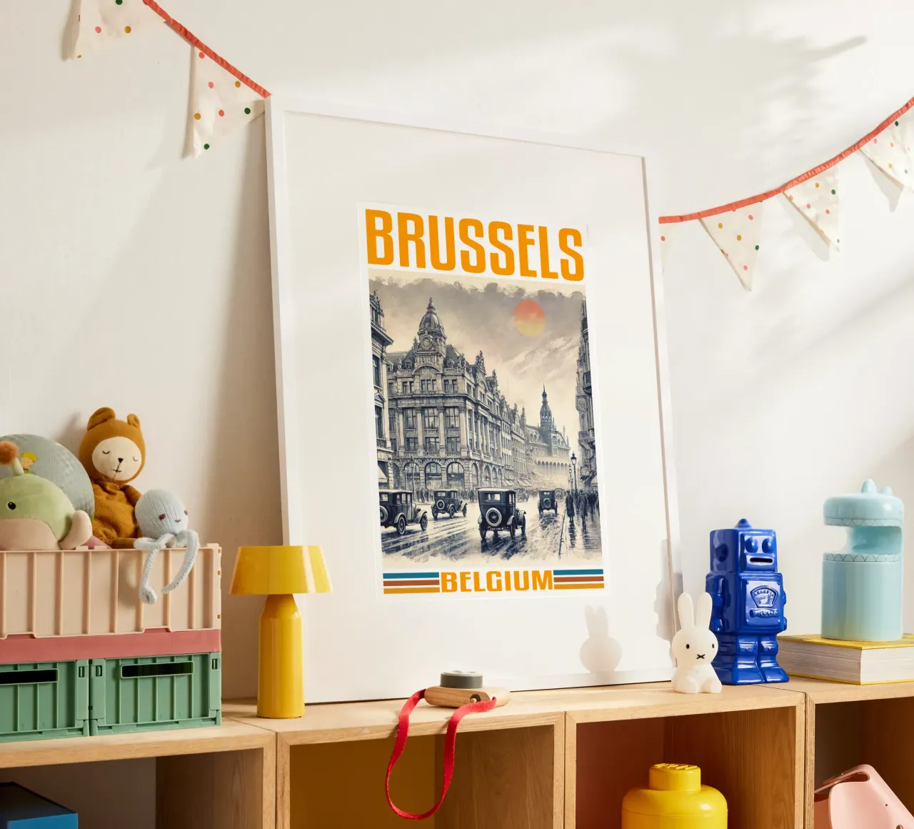 panorama della città di bruxelles anni '70 classico retrò carta hahnemühle da theganduls