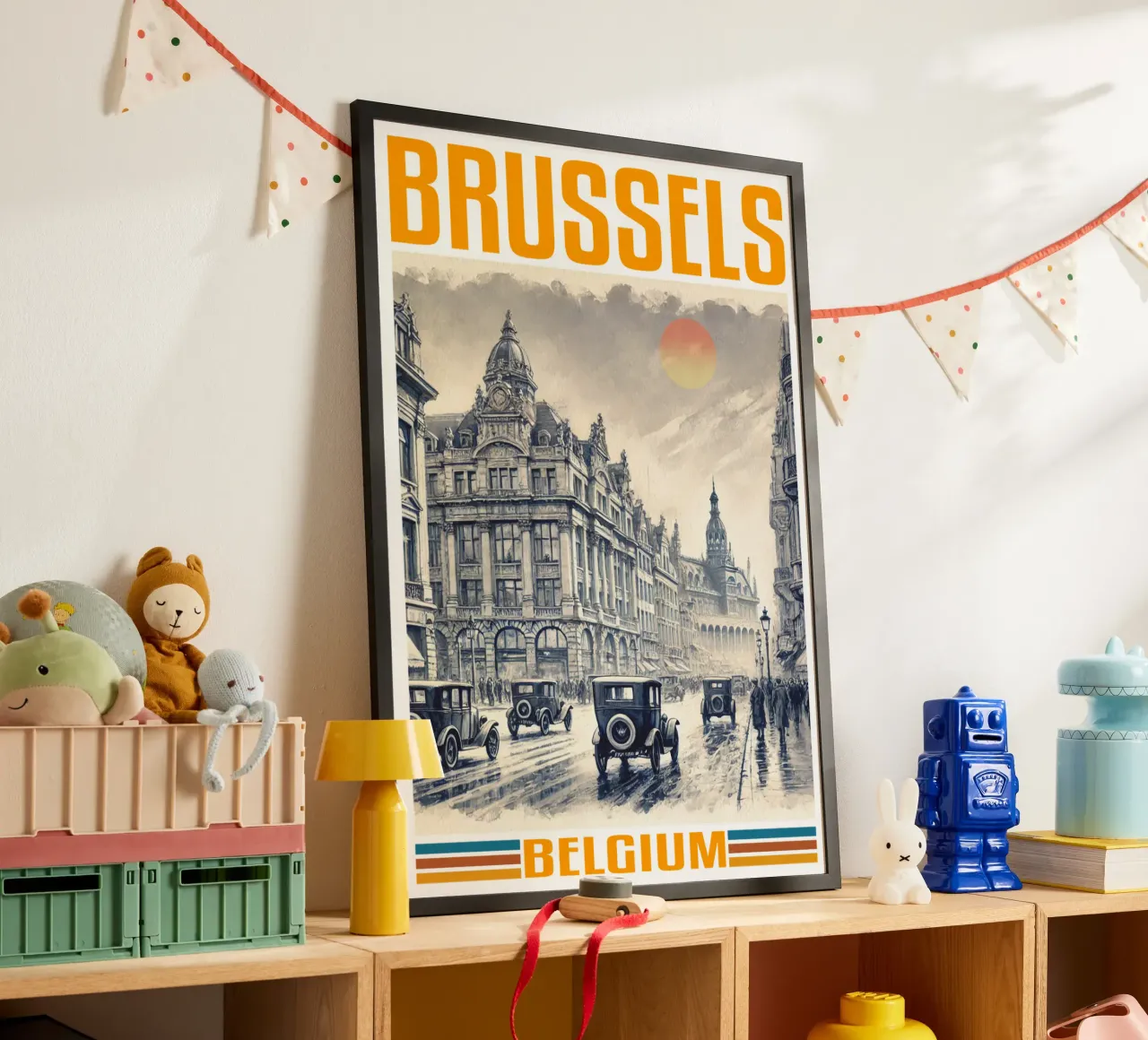 panorama della città di bruxelles anni '70 classico retrò carta hahnemühle da theganduls